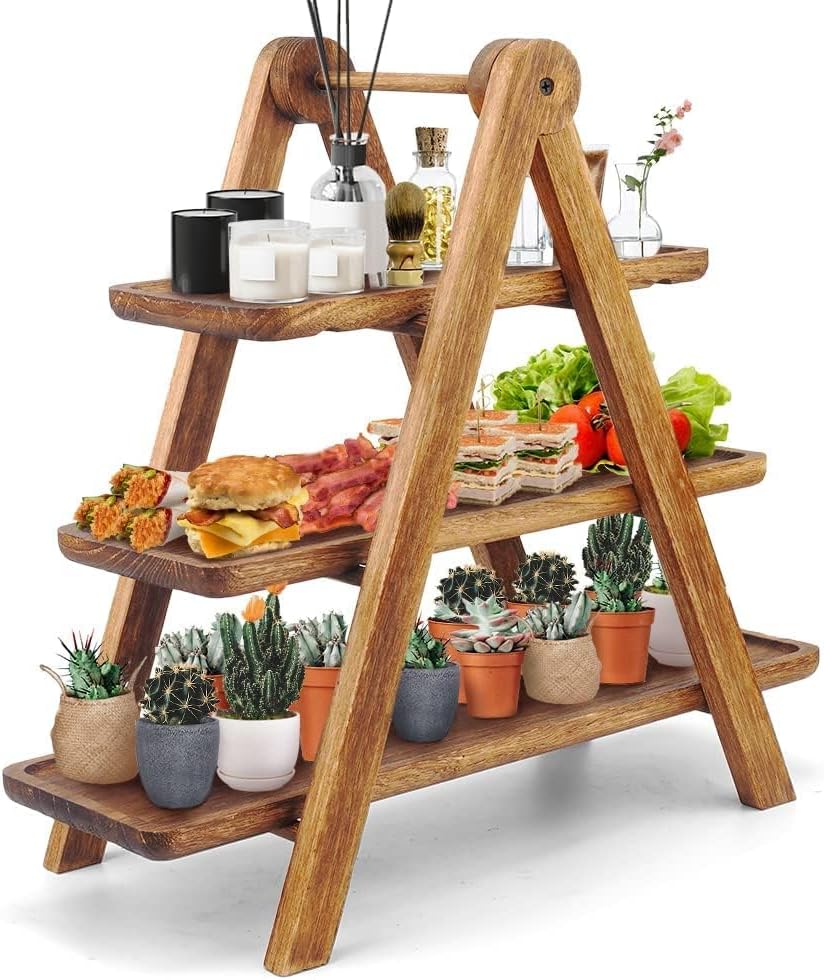 Wood 3 Tier Serving Tray Three Tiered Cupcake Stand Serving Platter