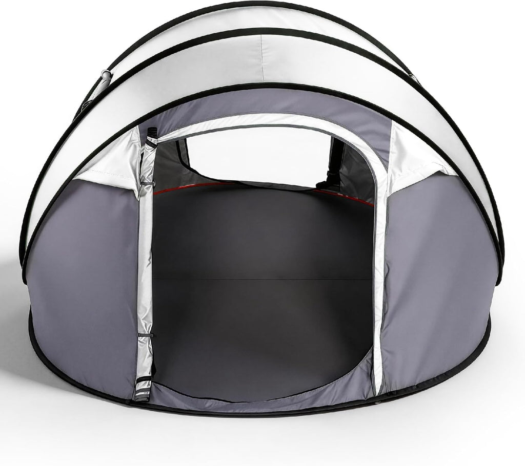 4 Person Instant Pop Up Camping Tent,Waterproof Automatic Setup with 2 Doors,Vestibule & Porch,Large Family Tent for