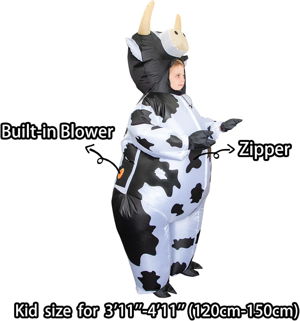 Inflatable Cow Costume Kids, Halloween Blow Up Costumes for Kid Funny Cow Suit for Boys & Girls Cosplay Party
