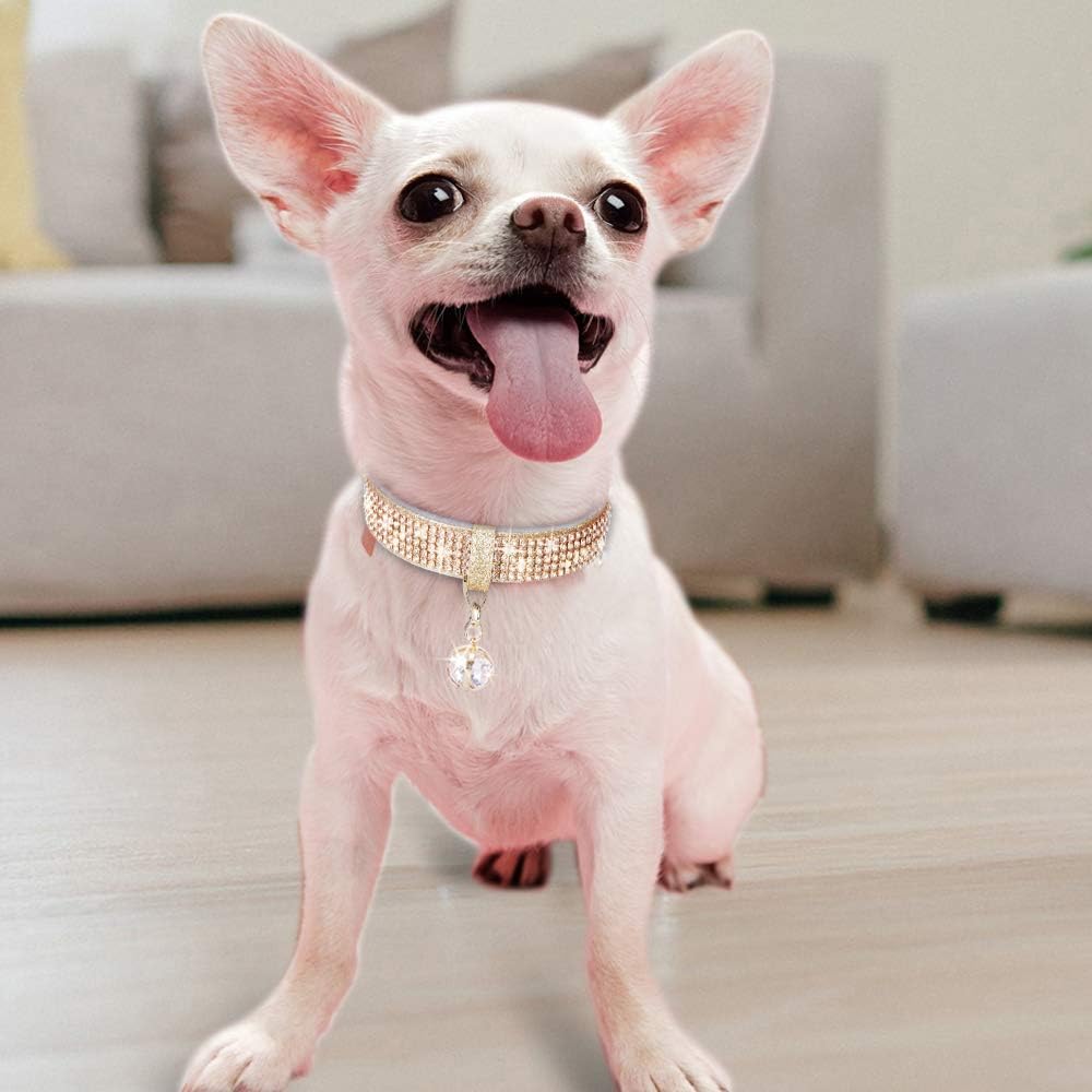 Cat Collar, Dog Collar, [Bling Rhinestones] Premium PU Leather with Pendant Adjustable Collars for Small to Medium