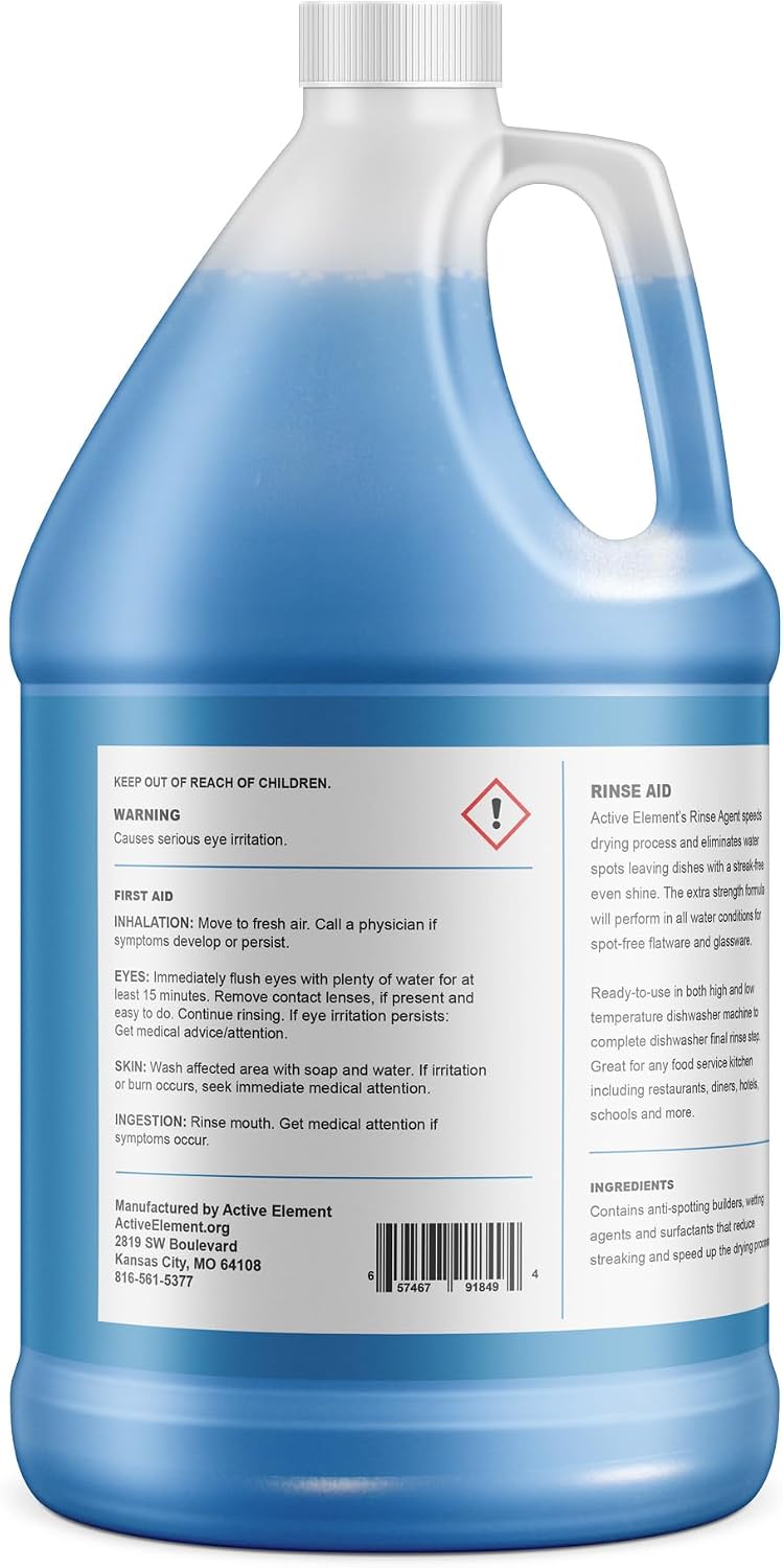 Dishwasher Rinse Aid - 1 Gallon - Extra Strength – Eliminates Water Spots - Sreak Free Shine - Enhances Drying