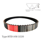 HUANLING 3220-14M-20 HTD Timing Belt, 3220mm Length x 20mm Width x 10mm Height, 14mm Pitch, 230 Teeth, Closed Loop Pulley Timing Belt