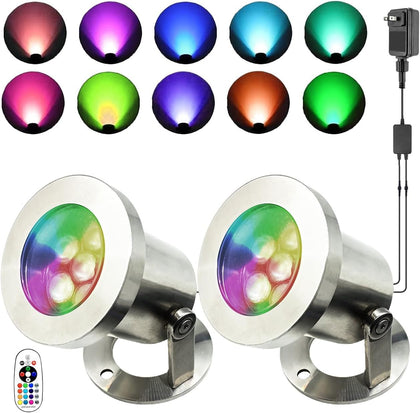 RGBW Pond Lights LED Underwater Submersible 12-24V AC/DC Fountain Lights Submersible Outdoor LED Underwater Pond