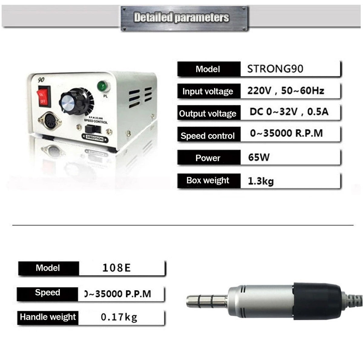 35000 RPM Micromotor, Pedal Mode Micro Motor, 90+108E Short Handle