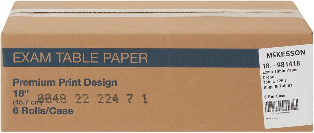 Exam Table Paper, Barrier Protection, White, 18 in x 125 ft, 6 ct | Crepe Pediatric Table Paper