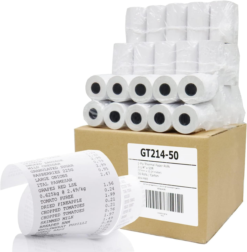 Thermal Paper Receipt Roll 2-1/4" x 50' BPA Free 50 Rolls