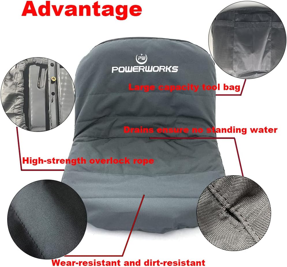 Weatherproof Deluxe Riding Lawn Mower Seat Cover, Medium, Black | For Seats 12.4-14.1" High, 600D Oxford