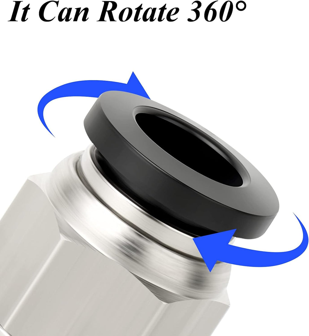 TAILONZ PNEUMATIC Straight 6mm Tube OD x 1/8 Inch G Thread Push to Connect Fitting with Sealing Ring PCG6-01 (Pack of 10)