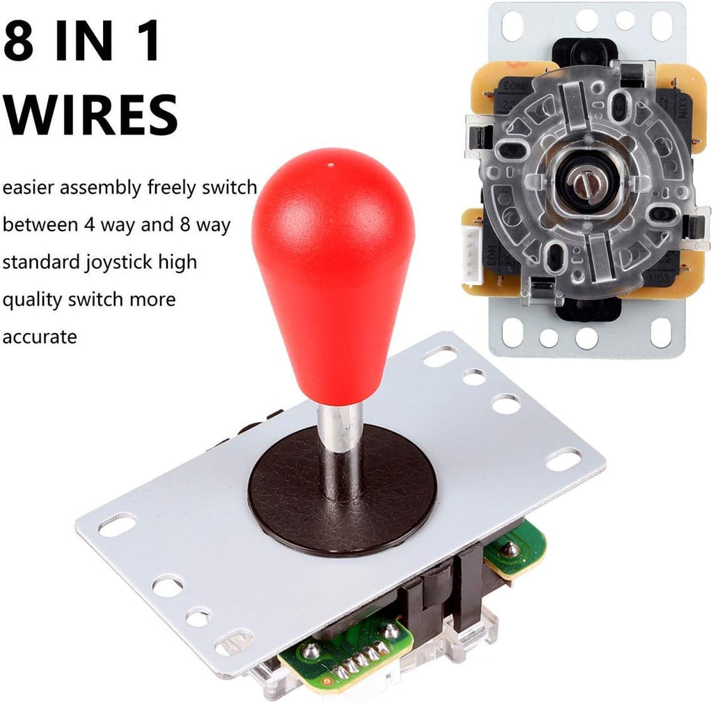 LED Arcade Joystick Buttons Kit Ellipse Oval Style 8 Ways Joystick + 20 x LED Arcade Buttons for 2 Player Video Games