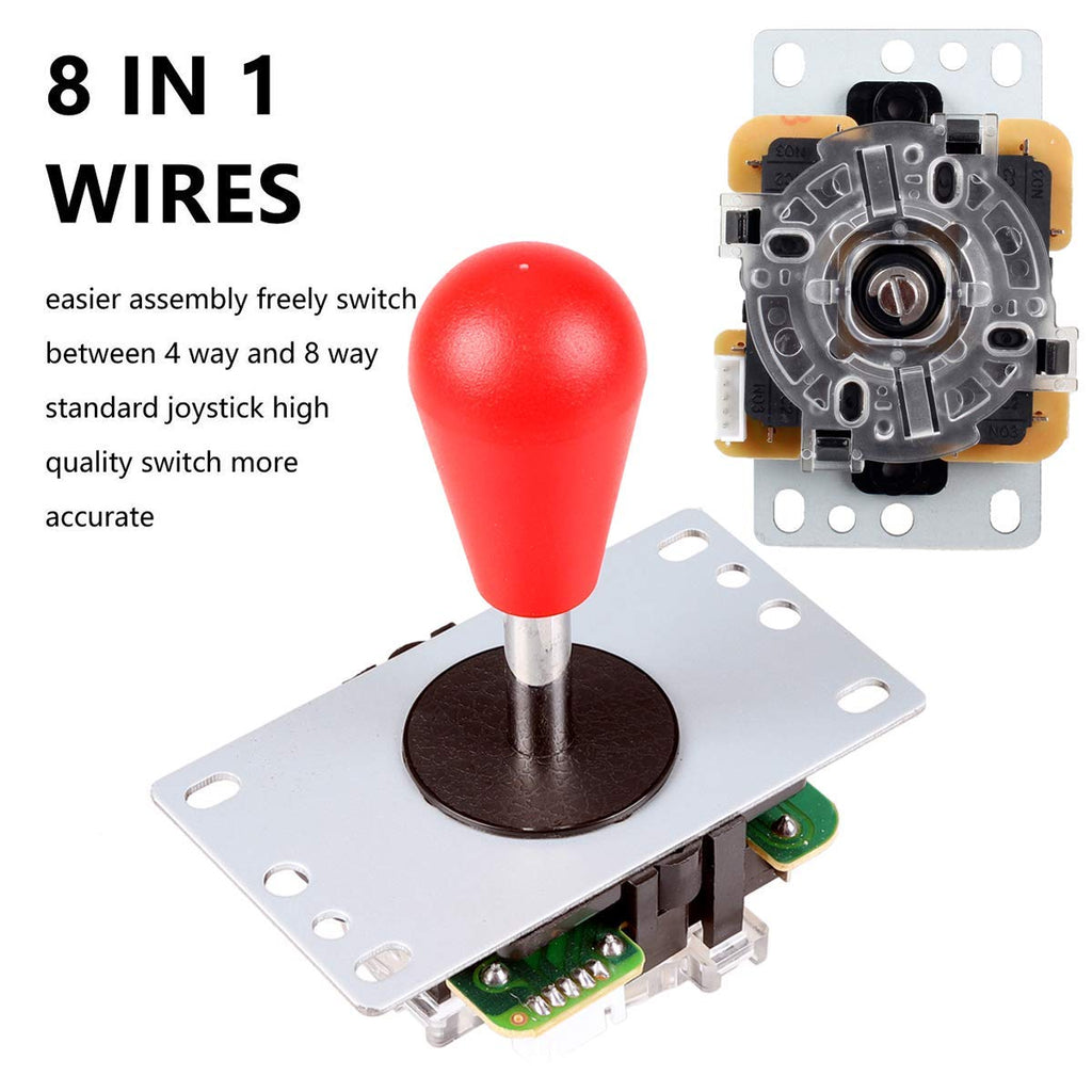 4 Player LED Arcade Kit Ellipse Oval Style Joystick USB Encoder to PC Games DIY Controllers Bat Joystick 4 Colors LED