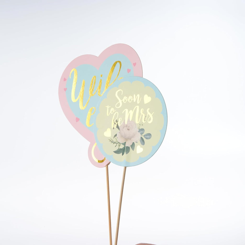 Bridal Shower Photo Props Bachelorette Photo Booth Props Pastel and Gold Party Accessories Hen Do Engagement Proposal