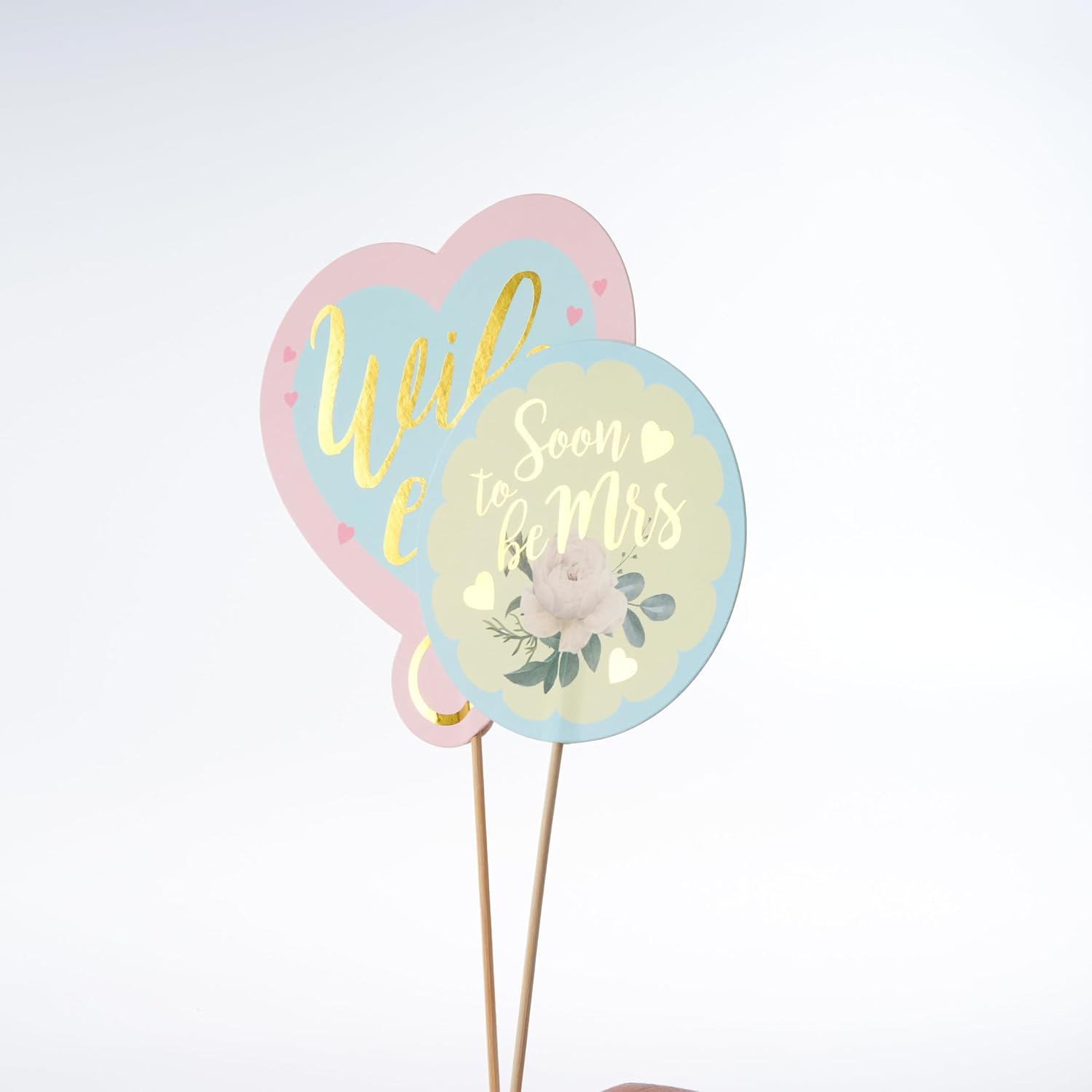 Bridal Shower Photo Props Bachelorette Photo Booth Props Pastel and Gold Party Accessories Hen Do Engagement Proposal