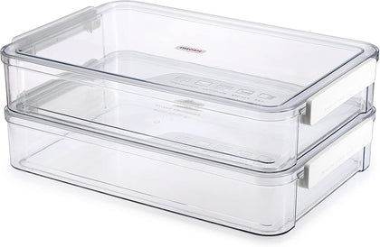 2 Pack Plastic Storage Containers with Lids, Portable Project Case Document Organizer Stackable Plastic File Storage