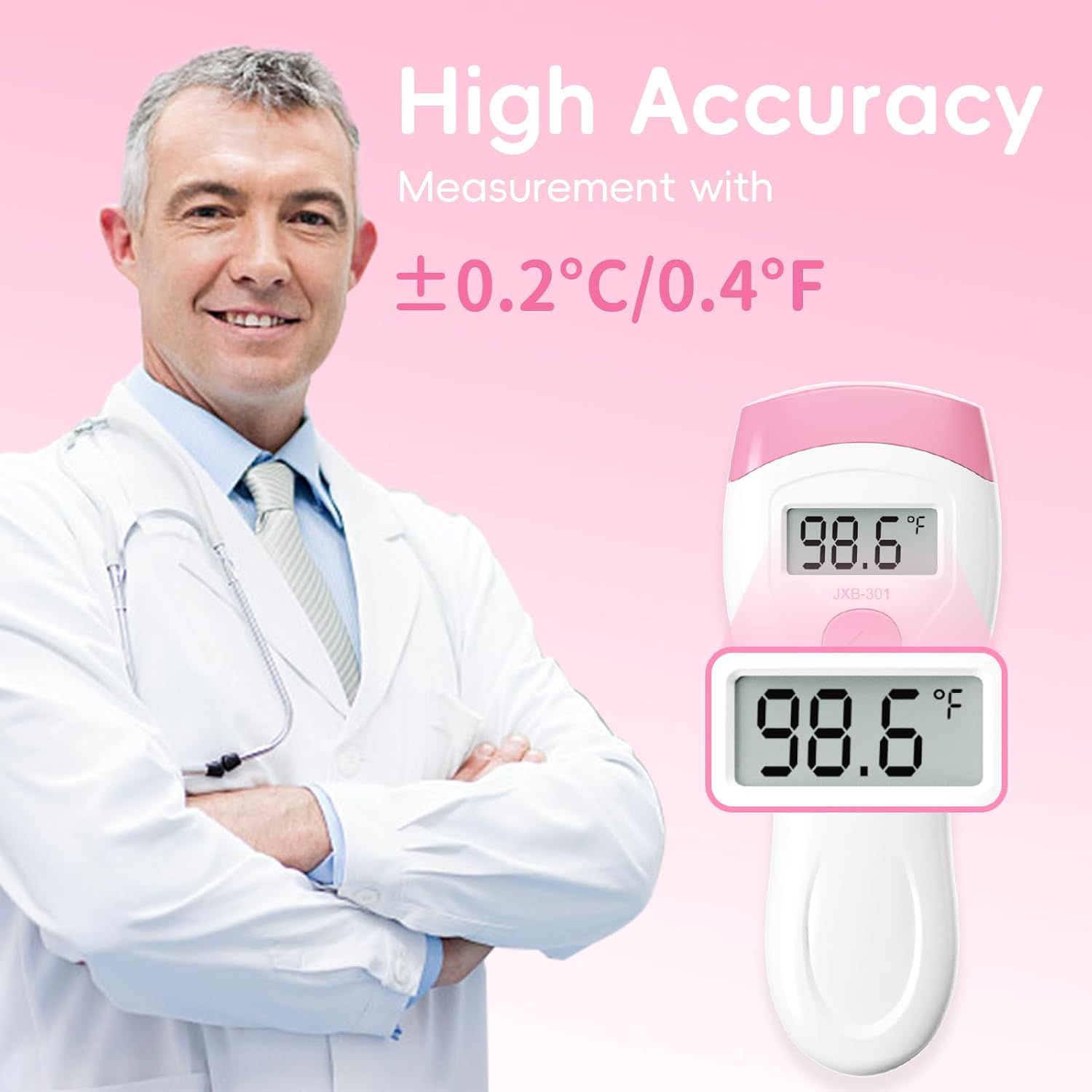 Non-Touch Forehead Thermometer, Digital 2-in-1 Infrared Thermometer for Adults, Kids, and Babies with Fever Alarm