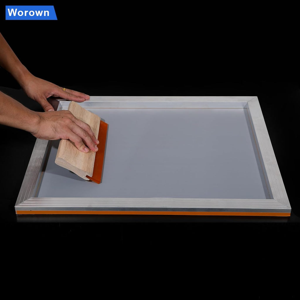 16 x 20 Inch Aluminium Silk Screen Printing Frame with 160 White Mesh and 1 Piece of 13.7 Inch Wooden Screen Printing