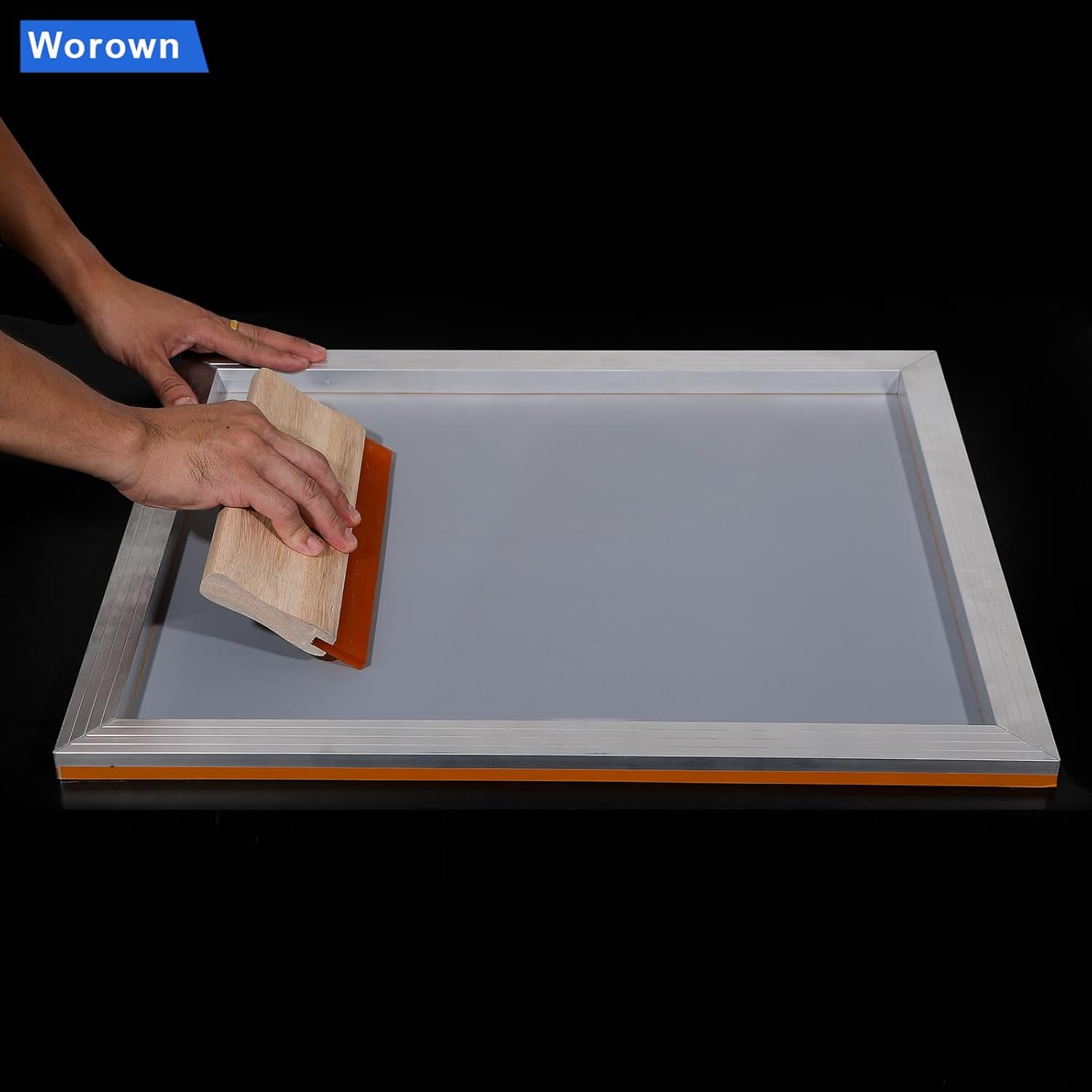 16 x 20 Inch Aluminium Silk Screen Printing Frame with 160 White Mesh and 1 Piece of 13.7 Inch Wooden Screen Printing