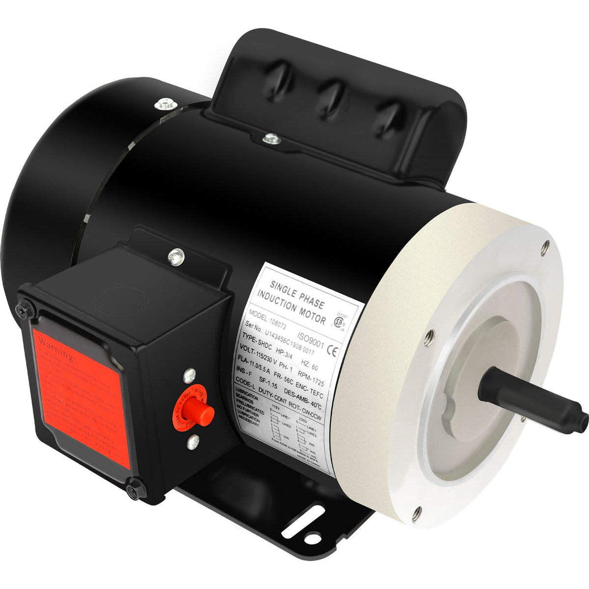 3/4HP General Electric Motor 1725RPM Single Phase 115V/230V 56C Frame TEFC