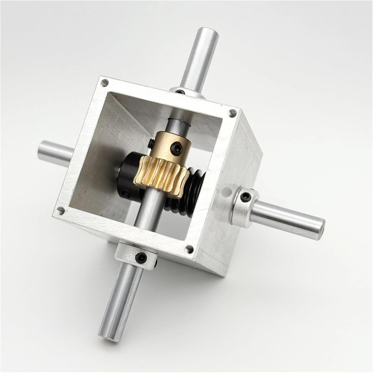 Transmission Gearbox 8MM 1:1/15/20/25/30/35 Manual Electric Micro Turbine Worm Gear Reducer Screw Lift Automation Equipment for DIY Mechanical Application(BZ01-1 50x50x45mm)