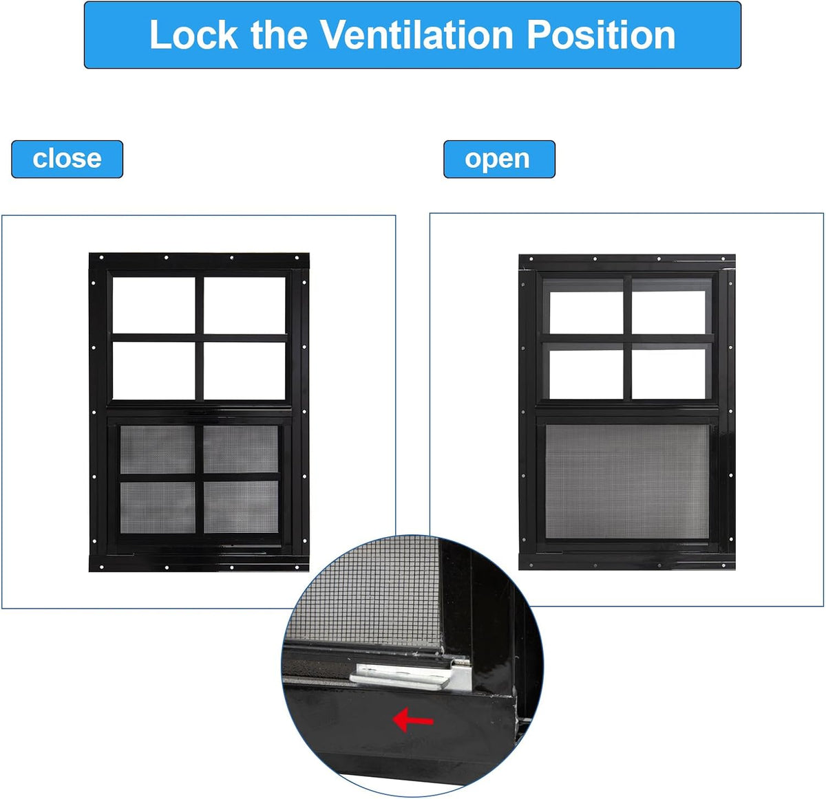 Upgraded Shed Windows 2 Pack, 30" x 36" Windows with Tempered Glass and Stainless Steel Screen for Shed, Chicken