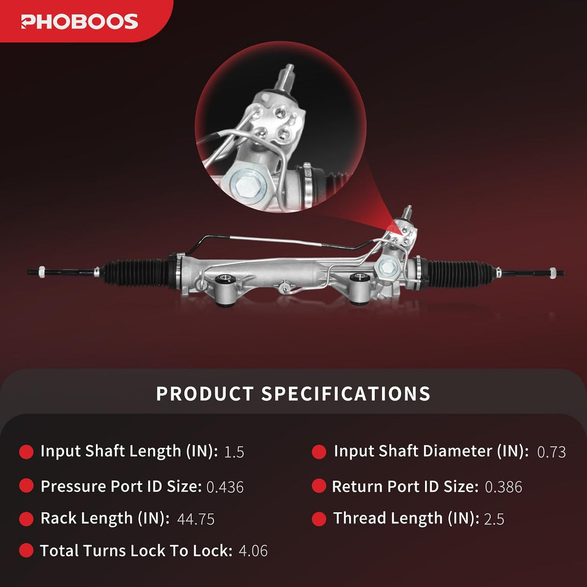 PHOBOOS Hydraulic Power Steering Rack and Pinion Fit for Ford & Mazda