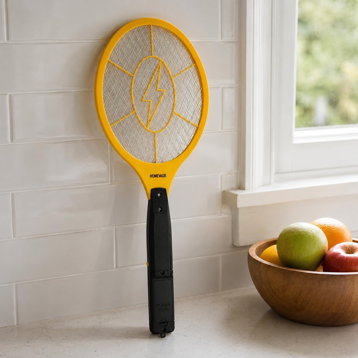 Electric Fly Swatter, High Voltage Bug Zapper with 2 AA Batteries | 3-layer safety mesh, ergonomic handle best for