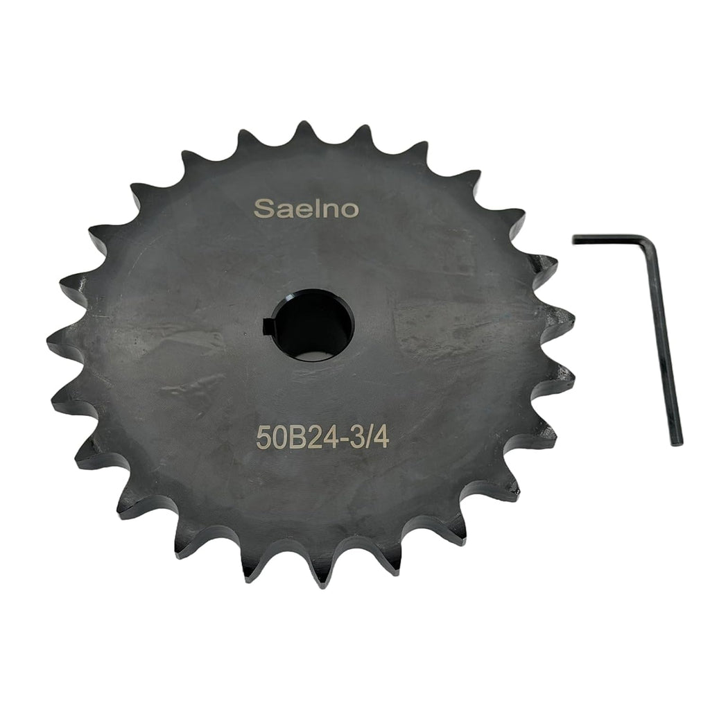 #50 Roller Chain Sprocket Type B 3/4 inch Bore 24 Tooth, Hardened Antirust 1045 Steel Drive Sprockets 50B24-3/4
