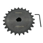 #50 Roller Chain Sprocket Type B 3/4 inch Bore 24 Tooth, Hardened Antirust 1045 Steel Drive Sprockets 50B24-3/4