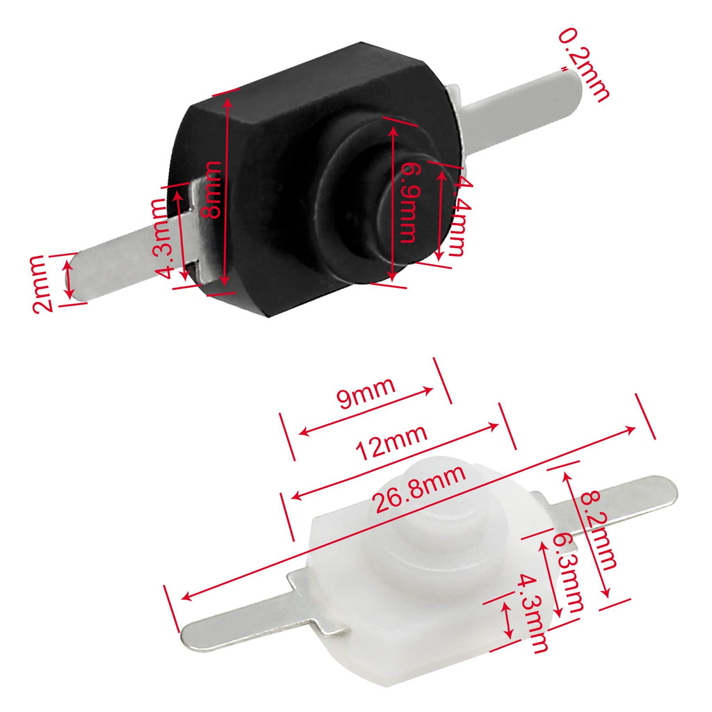 Litoexpe 50Pcs Self-Lock Push Button Switch 25B+25W