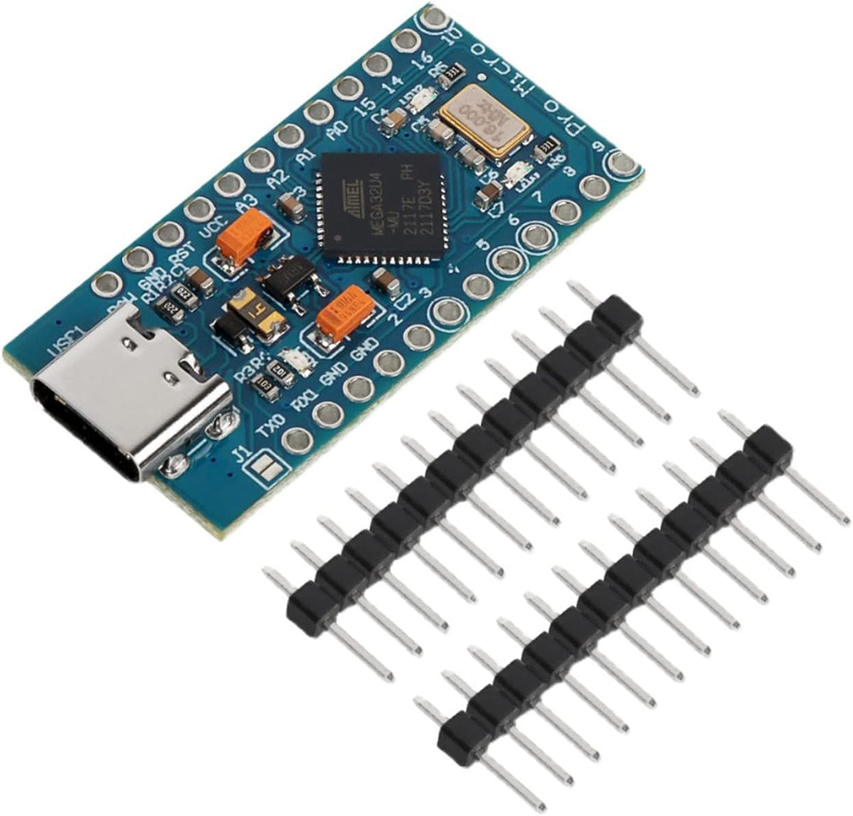HiLetgo 3pcs Pro Micro ATmega32U4 5V/16MHz Type-C Module with Pin Headers Compitable with Arduino