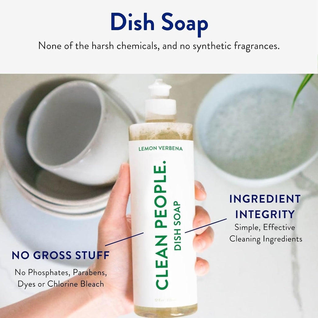 Liquid Dish Soap - Clean, Simple Ingredients - Extra Scrubbing Power (Lemon Verbena Scent) 12 fl. oz (3 Pack)