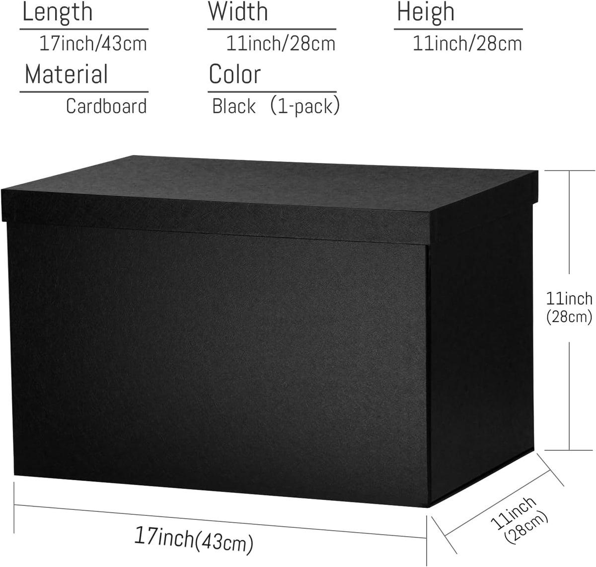 Extra Large Gift Box with Lids for Presents 17x11x11 Inches