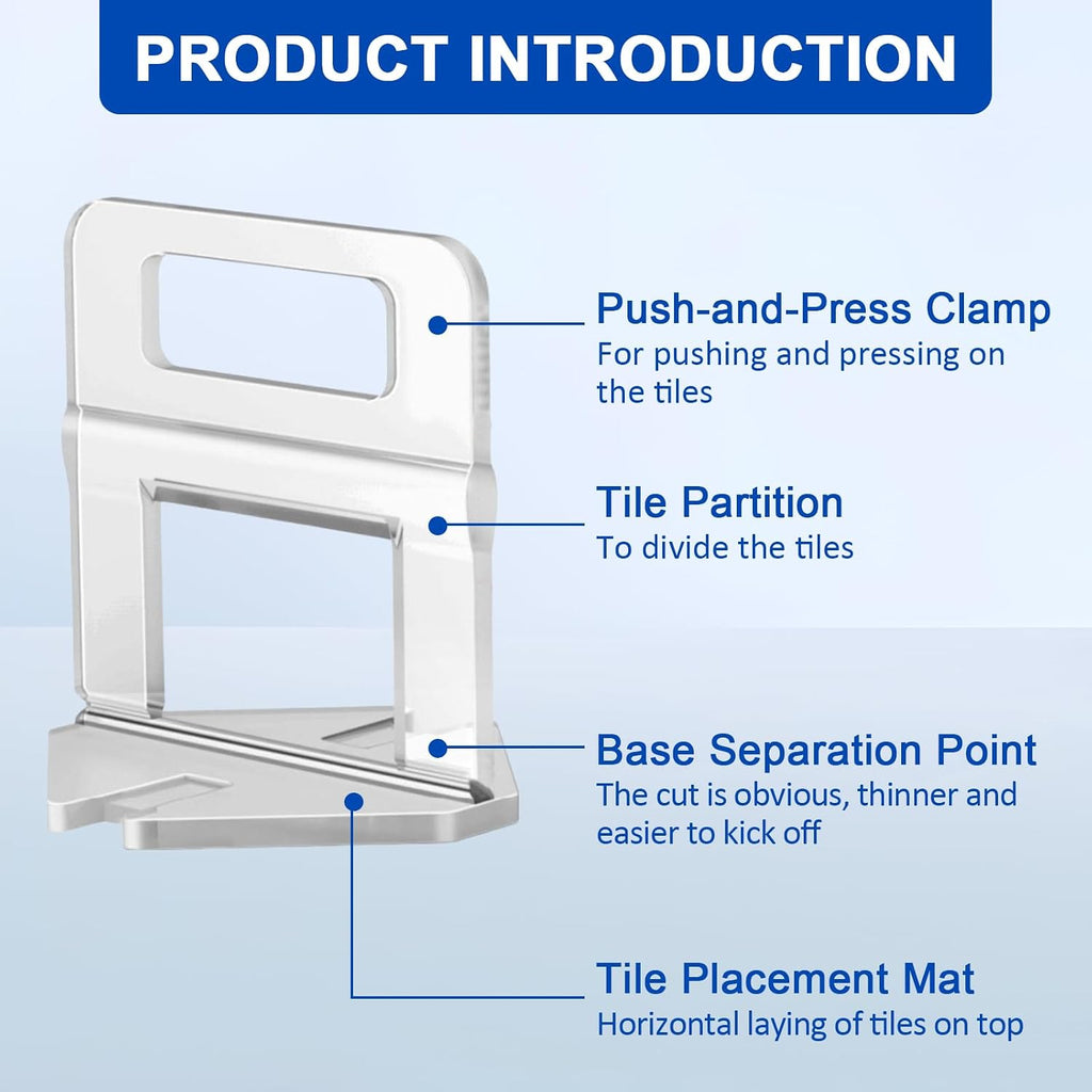 Tile Leveling System Clips - 500-Piece DIY Tiles Leveler Spacers - Tile Leveling System for Professional Ceramic Tile