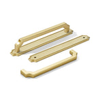 5 Pack 8 Inch Hole Center Gold Cabinet Pulls with Backplate - Heavy-Duty Handles for Kitchen Cabinets - Solid Base