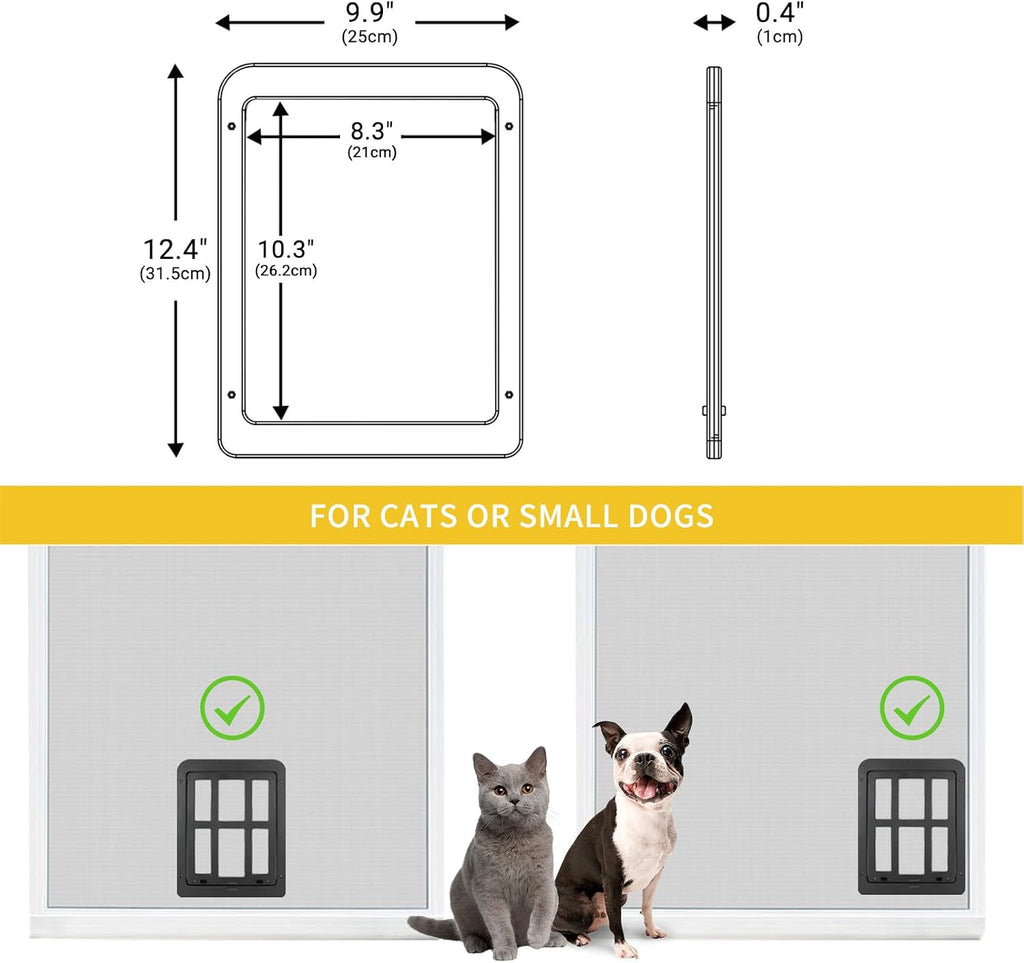 Small Pet Door for Screen Door, Flap Opening 8.3" x 10.3", Window Screen Cat Door Doggy Door, Mesh Door with Magnetic