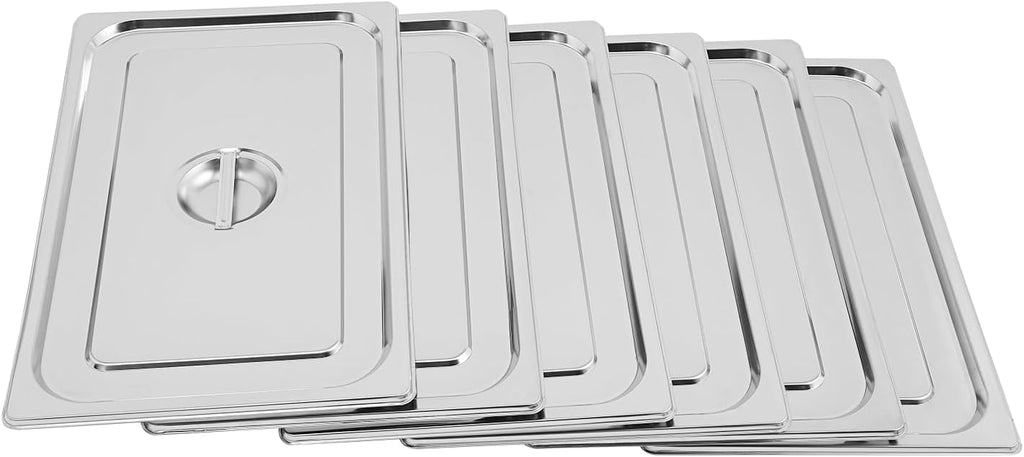 6‑Pack Full Size Stainless Steel Hotel Pan Lids with Handle