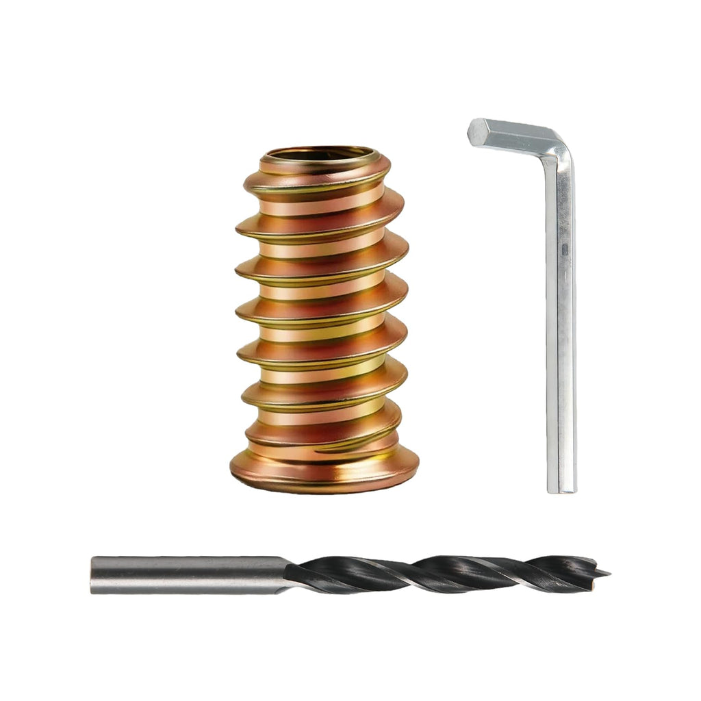 1/4"-20 Internal Hex Drive Threaded Inserts for Wood - 50 Pieces