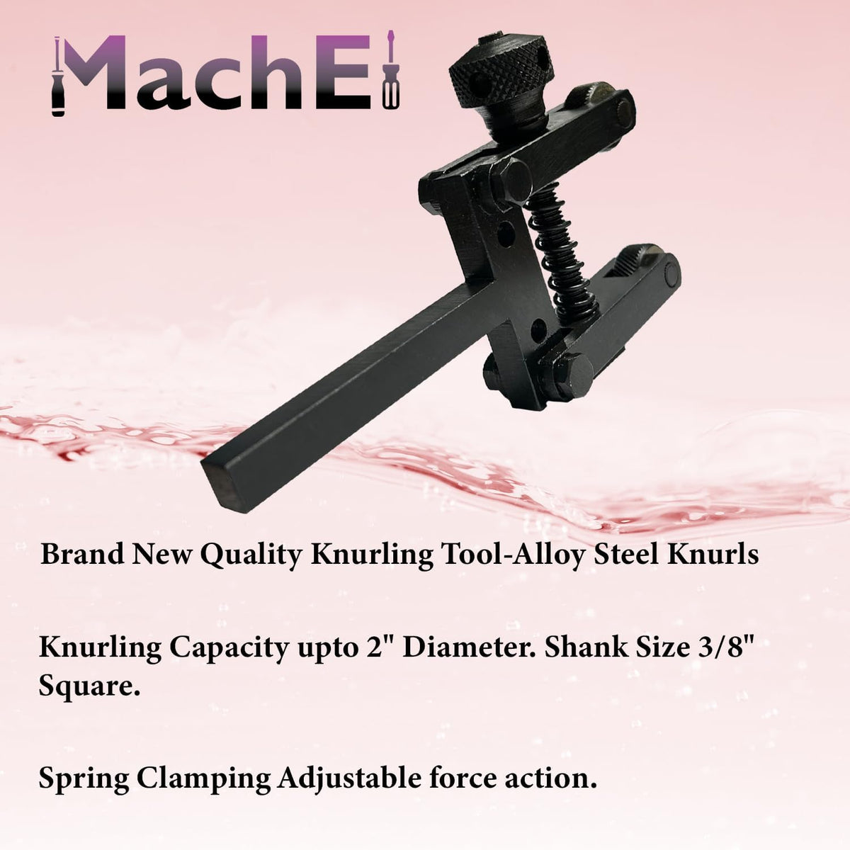 MachEI Spring-Loaded Clamp Type Knurling Tool with 2-Inch Capacity and 3/8" Shank for Lathes, ‎epoxy Black