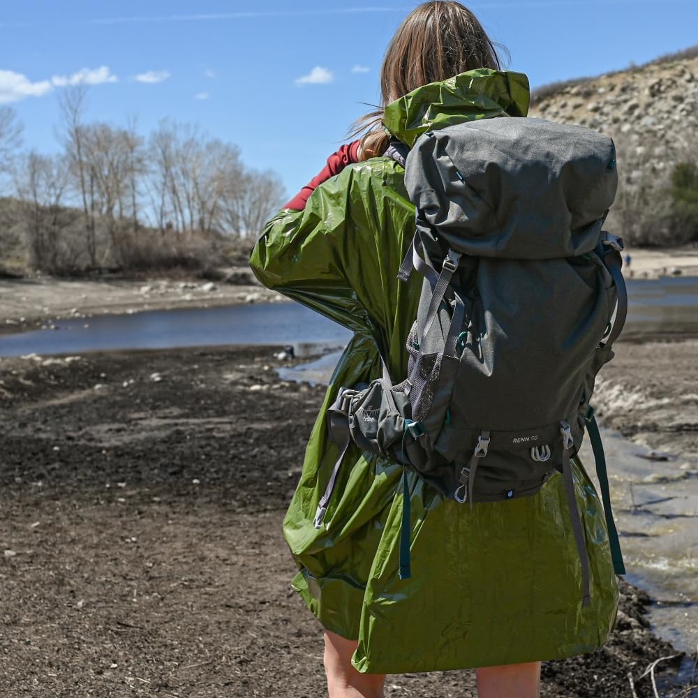 Survival Rain Poncho - Mylar Space Blanket for Camping Gear - Retains 90% Body Heat - Emergency Blanket