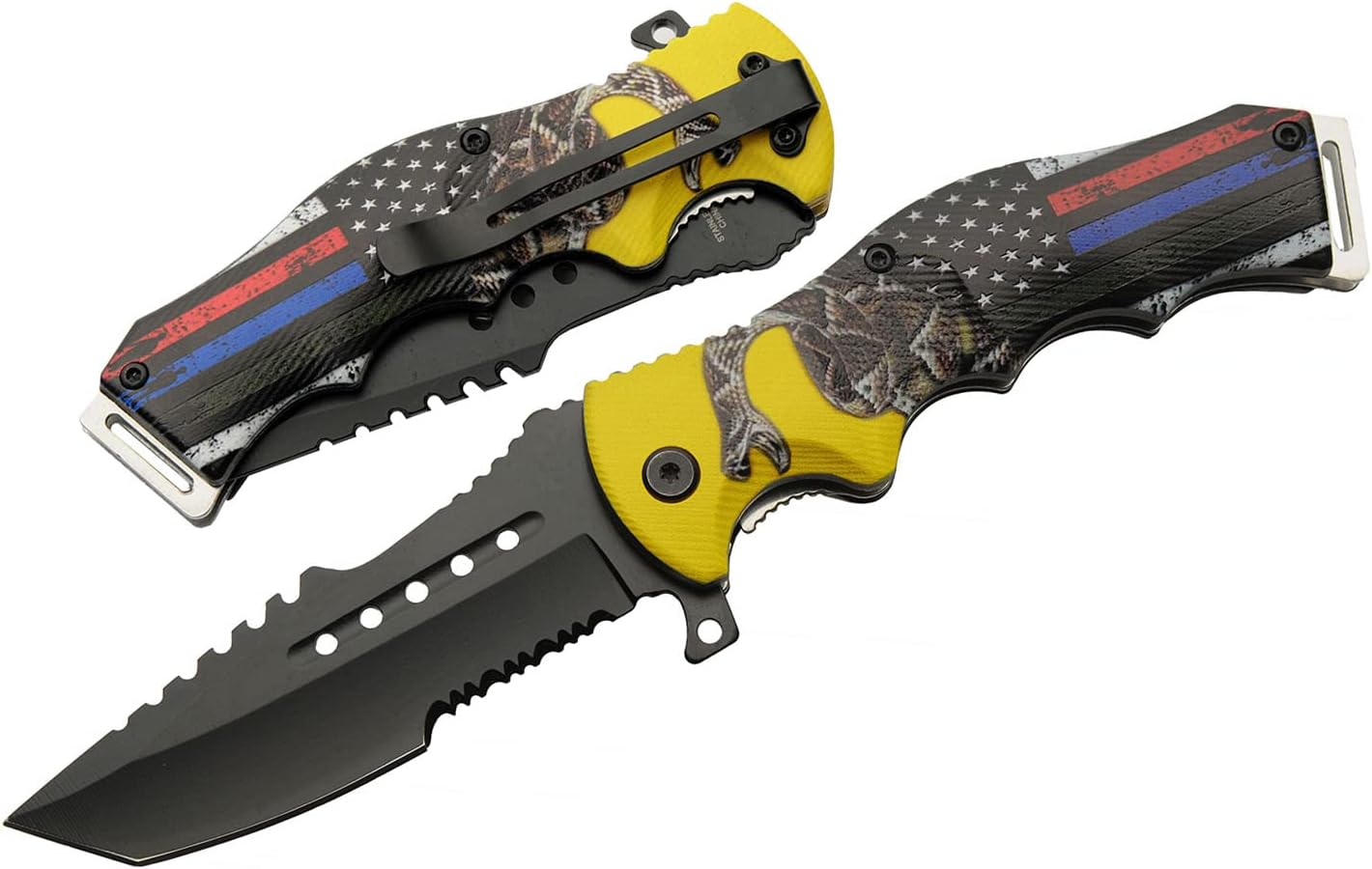 Supplies 8.5” First Responders Folding Knife – Assisted Open Tanto-Point EDC Utility Knife with Liner Lock, Serrated