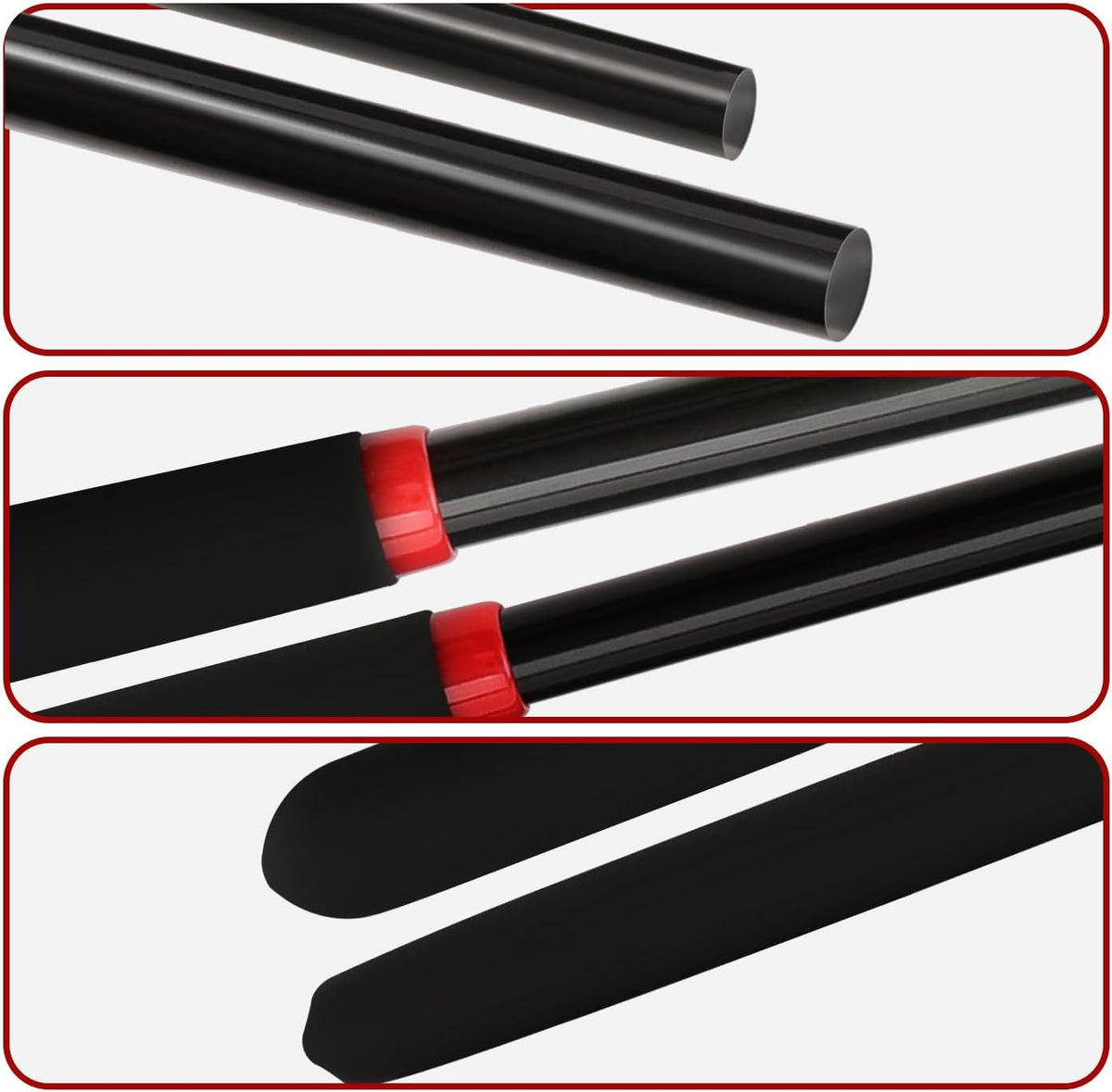 YFCQBB 18-inch Horse Riding Crop Stick 2-Piece Set, Black, 21-inch