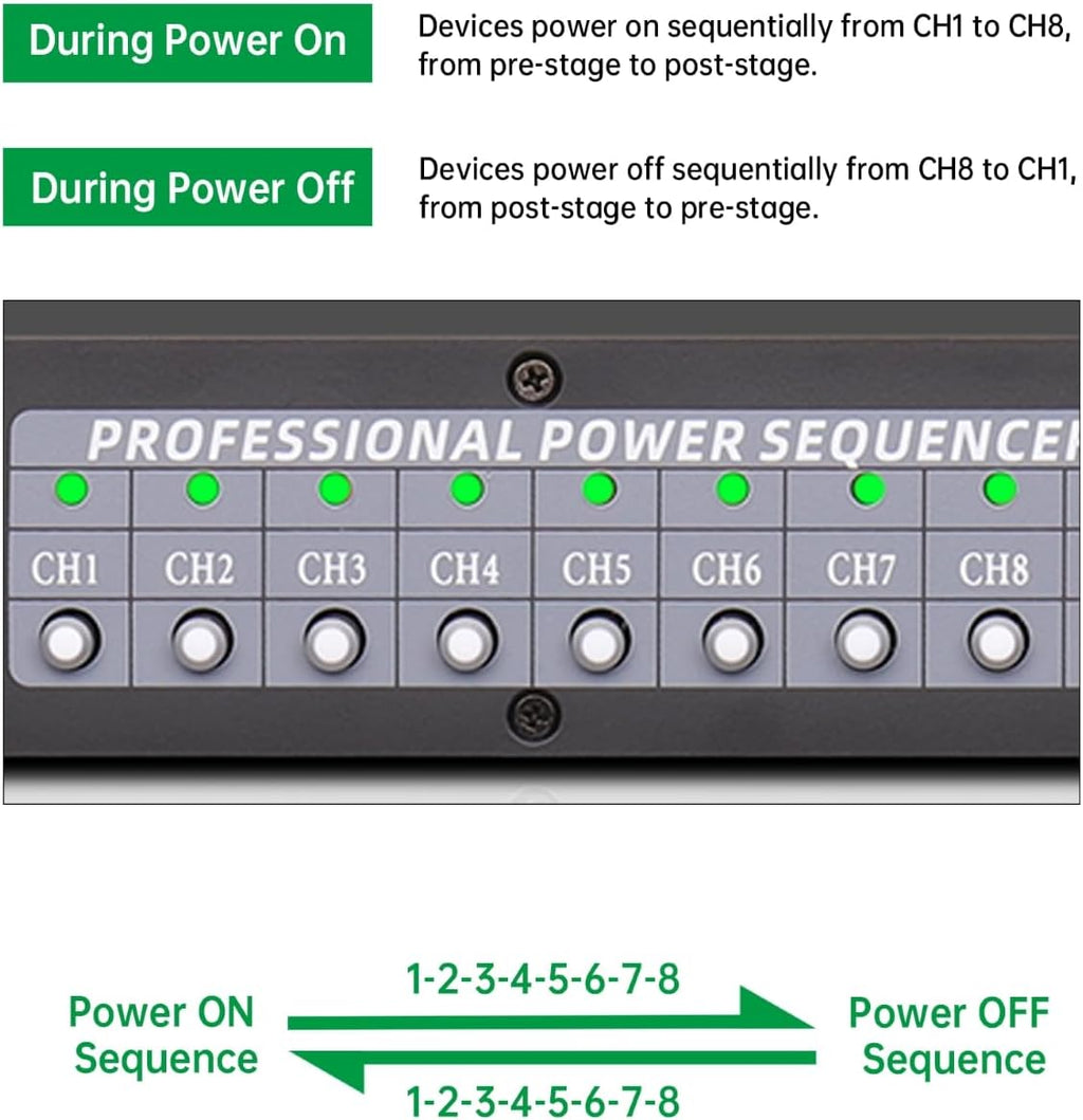 10-Outlet Power Sequencer, Power Conditioner, Independent Switch