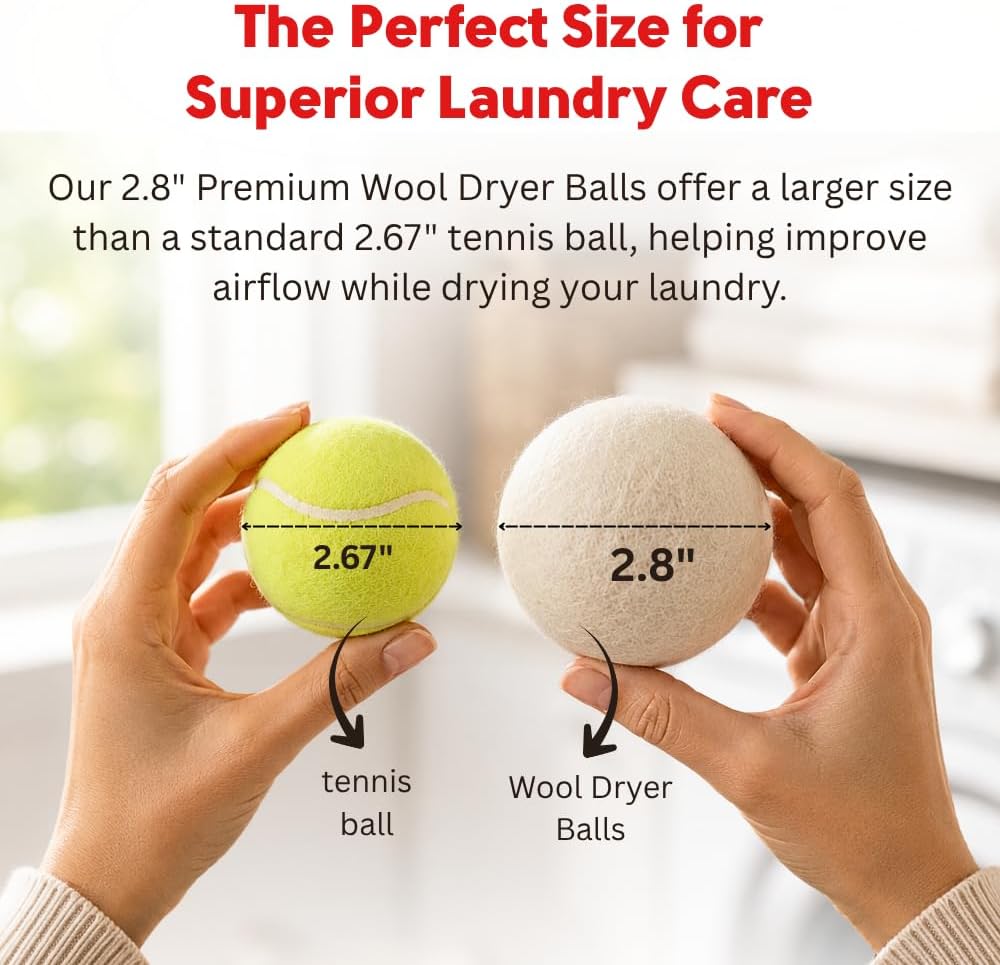 Wool Dryer Balls XL 6 Balls in 1 Pack Reusable | Non Toxic | Anti Static