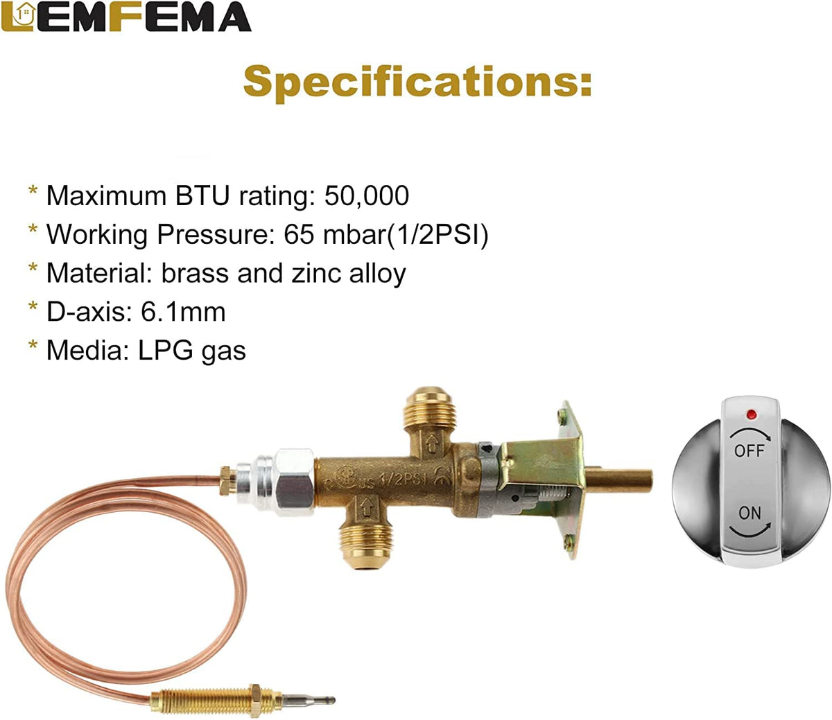 Low Pressure LPG Propane Gas Fireplace Flame Failure Safety Control Valve