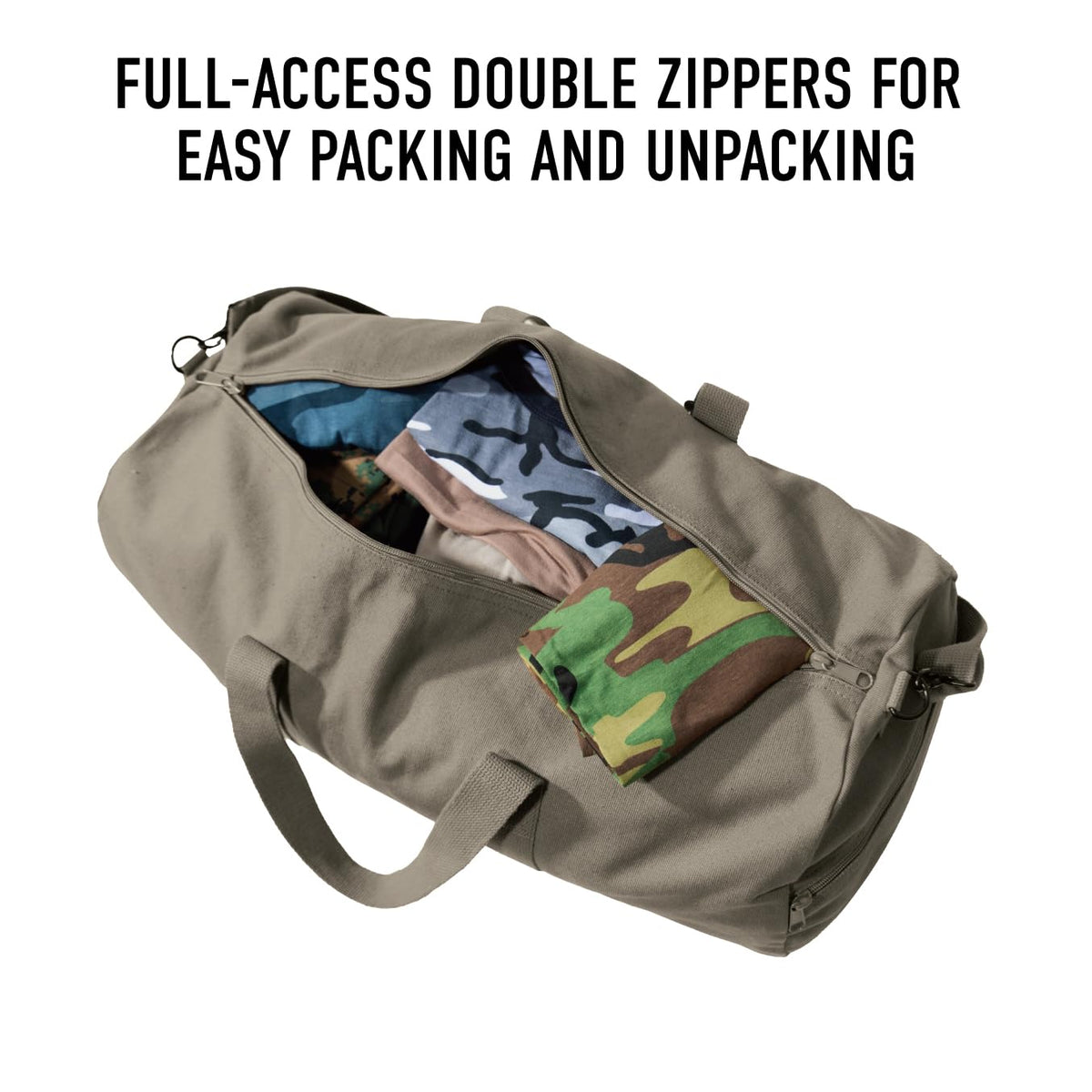 Canvas Shoulder Duffle Bag, Olive Drab, 19"