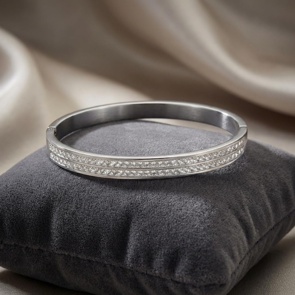 Gold Silver Rhinestone Bangle Bracelets for Women, Adjustable Layered Cuff Bracelet Summer Holiday Jewelry Gift