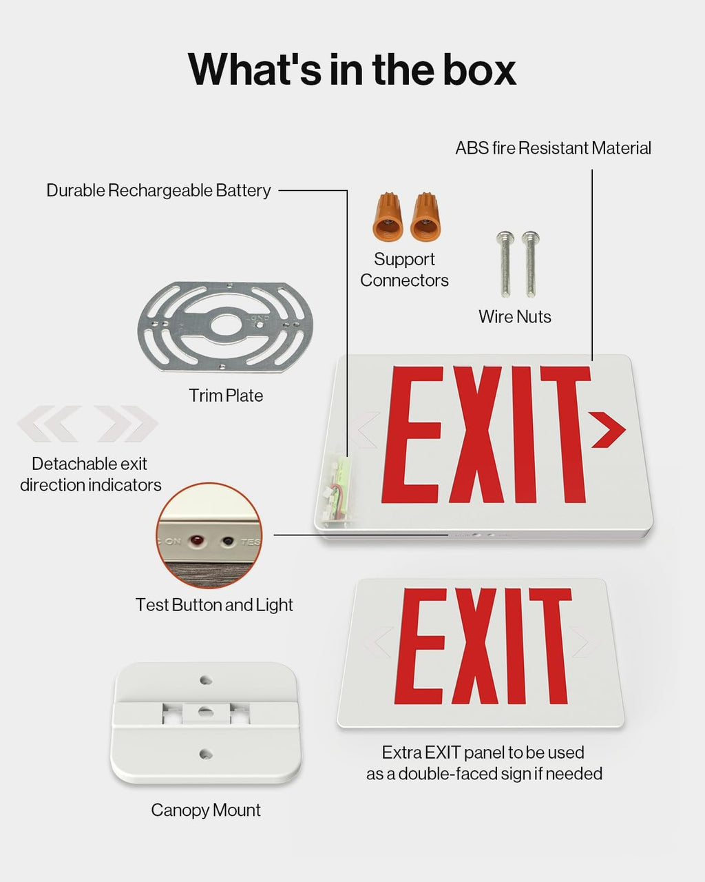 Sunco 6 Pack Red LED Exit Signs, Doublesided, 90 Minute Backup Battery