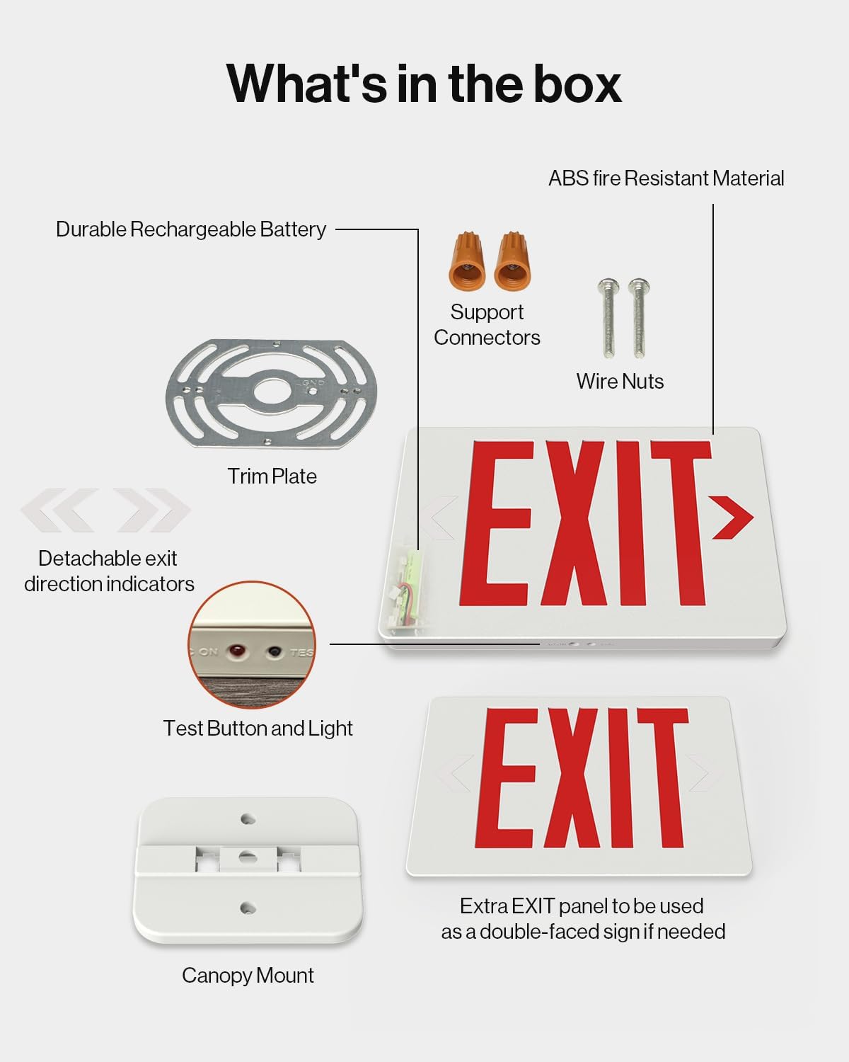 Sunco 6 Pack Red LED Exit Signs, Doublesided, 90 Minute Backup Battery