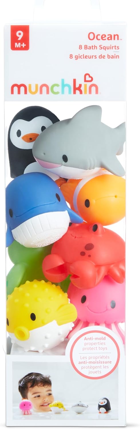 Baby Bath Toy Squirts for Babies and Toddlers 9 Months and Up, Ocean Sea Animals Squirters, 8 Pack