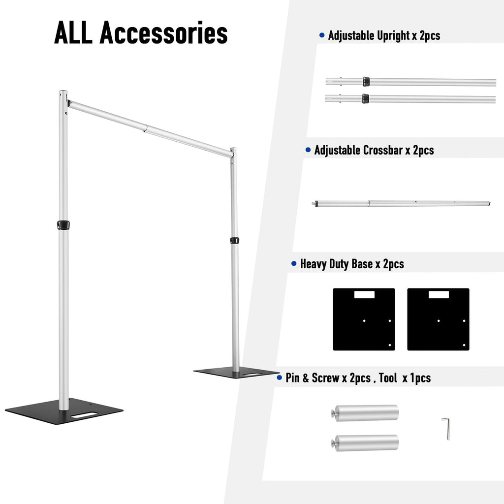 Heavy Duty Backdrop Stand, 10x10ft Pipe and Drape Stand Kit, Adjustable Arch Backdrop Stand, Back Drop Stand for