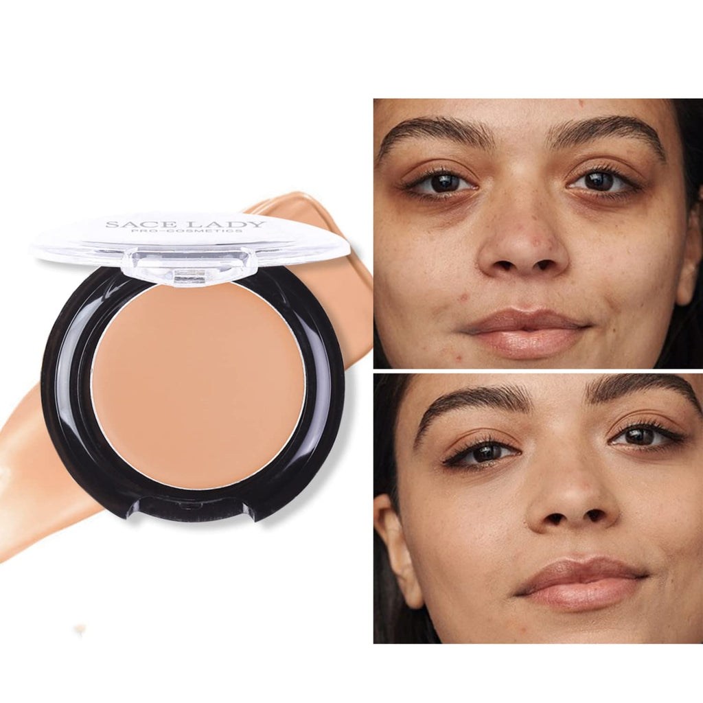 Waterproof Full Coverage Concealer Makeup Kit with Primer Sponge - Matte Liquid Foundation for Face, Eye, and Acne